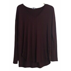 INC Shirt Long Sleeves Burgundy V-Neck Casual Pullover Size S